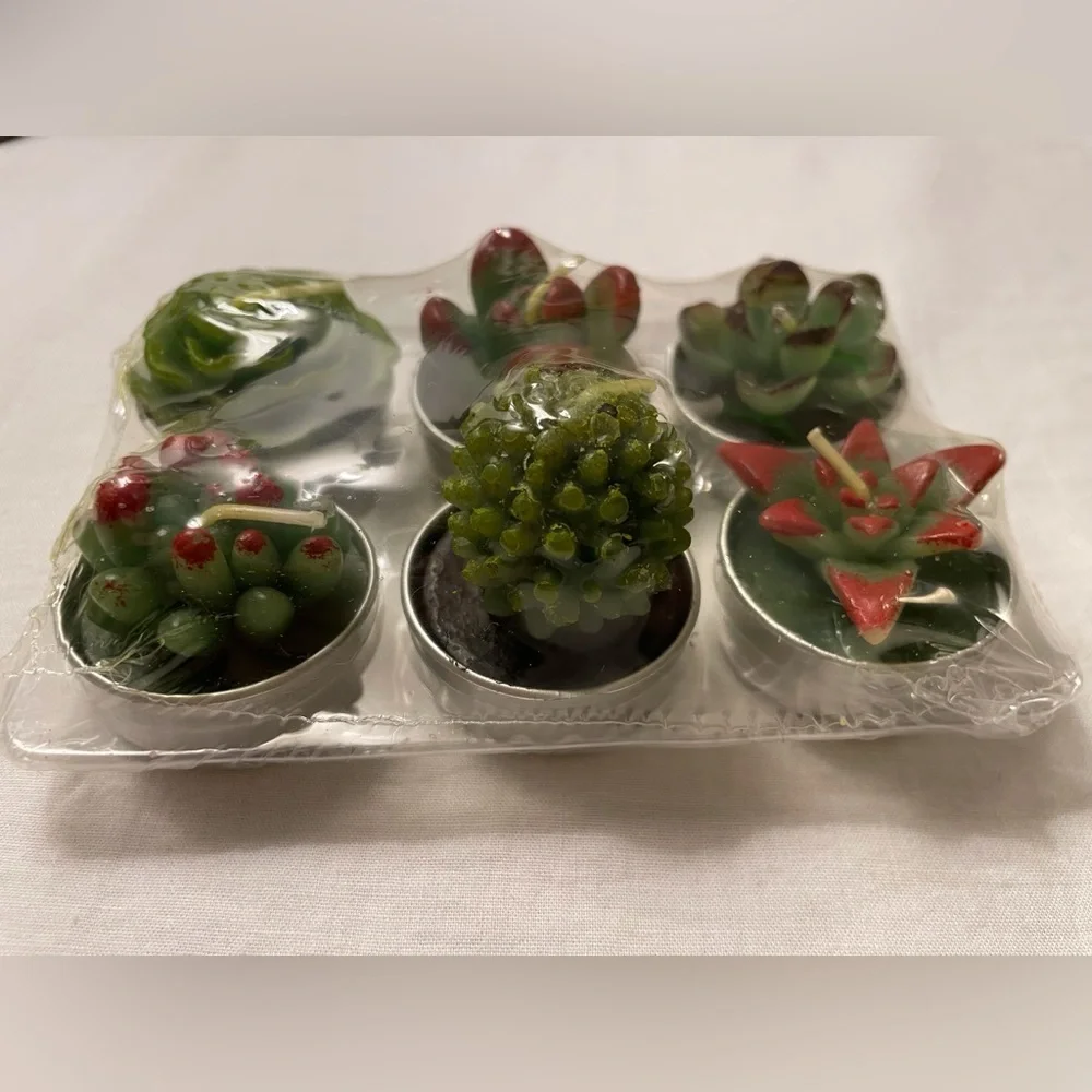 Succulent and Cactus Tealight Candles Set of 6